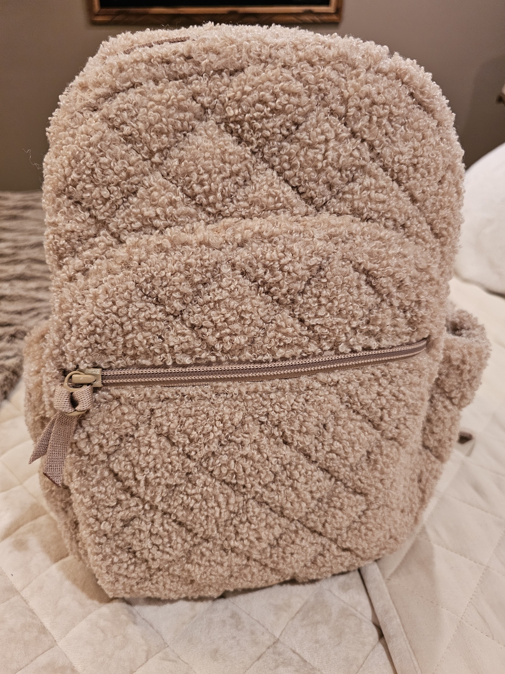 Vera Bradley Plush Sherpa Backpack in Taupe